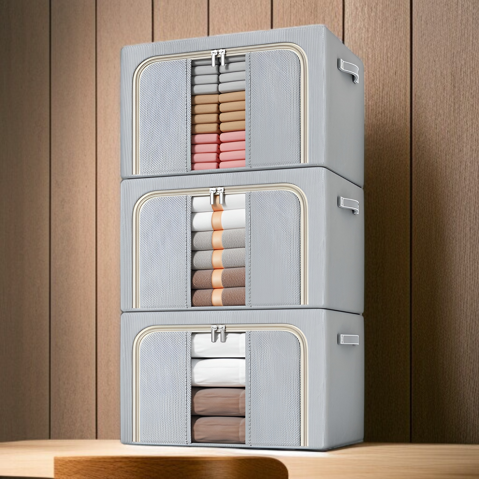 収納ボックス 家庭用ワードローブ 衣類収納ボックス オックスフォード布 衣類折りたたみ収納バッグ 大容量 キルト収納キャビネット