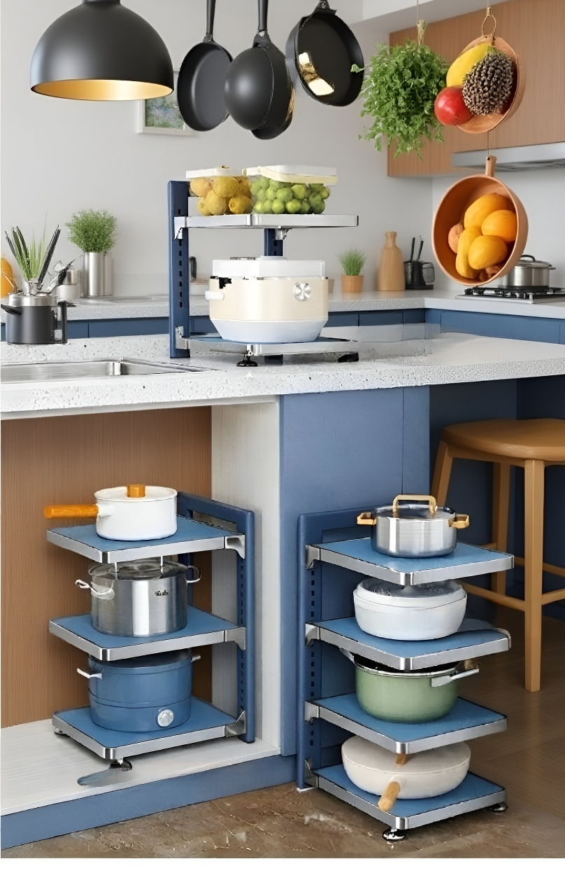 Vista lateral del estante para gabinete