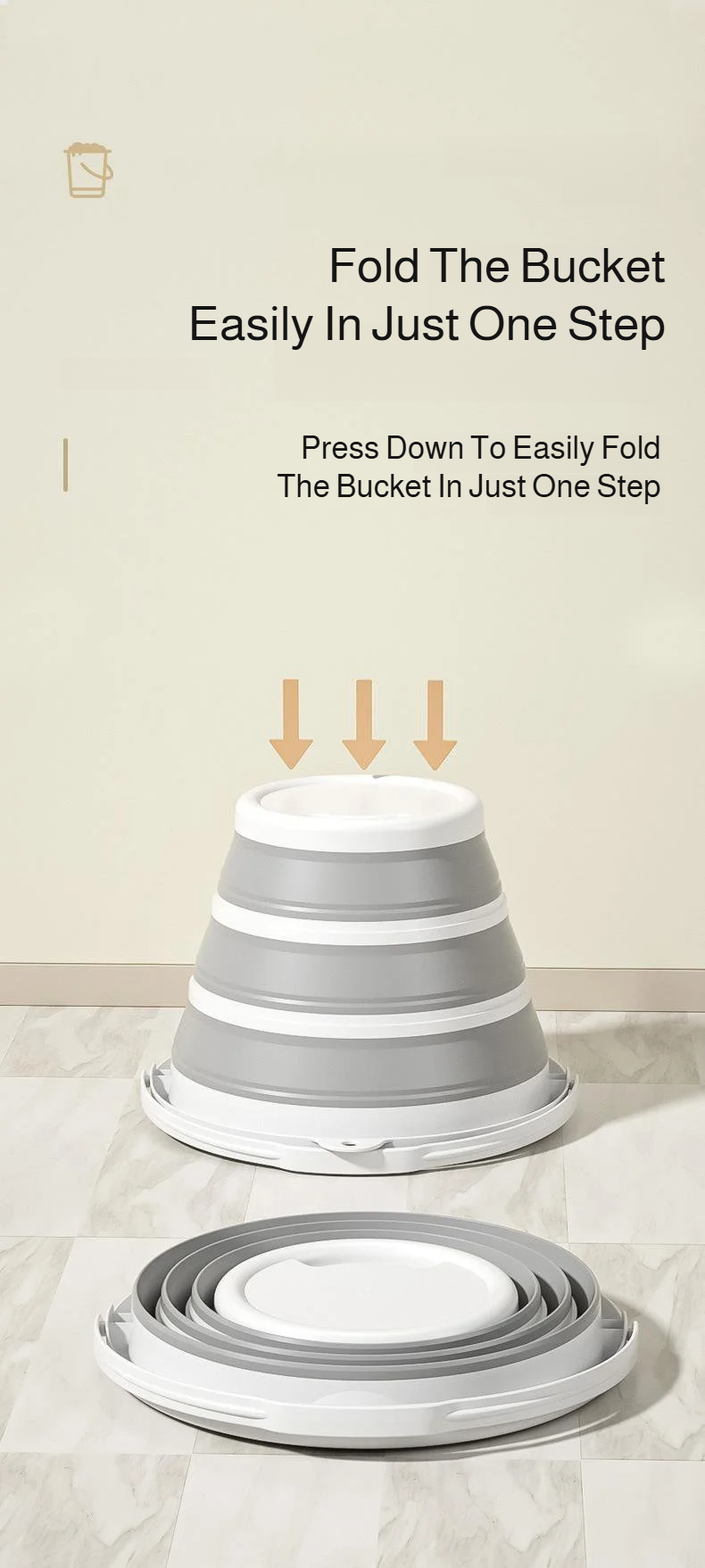 Flexible and easy-to-carry collapsible water bucket
