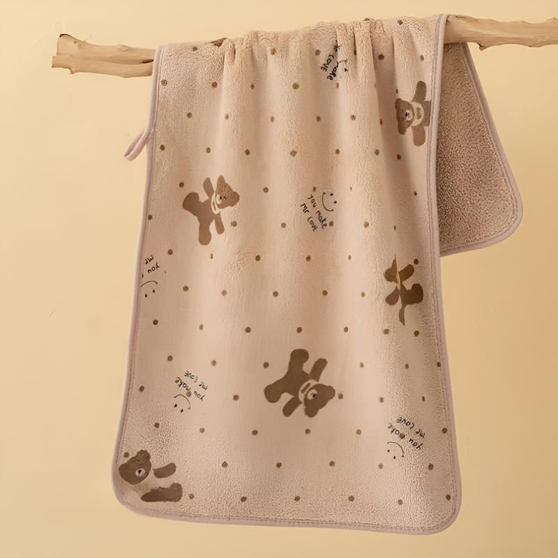 Bear Hanging Thickened Coral Fleece Bath Towel & Towel, Non-shedding, Odor-free