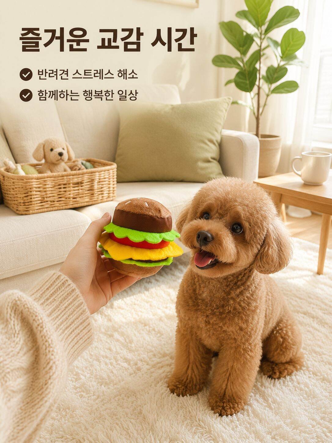 강아지 햄버거 모양 이빨 장난감
