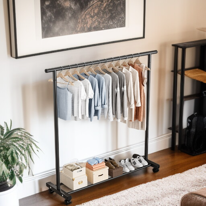 رف ملابس معدني محمول للاستخدام المنزلي