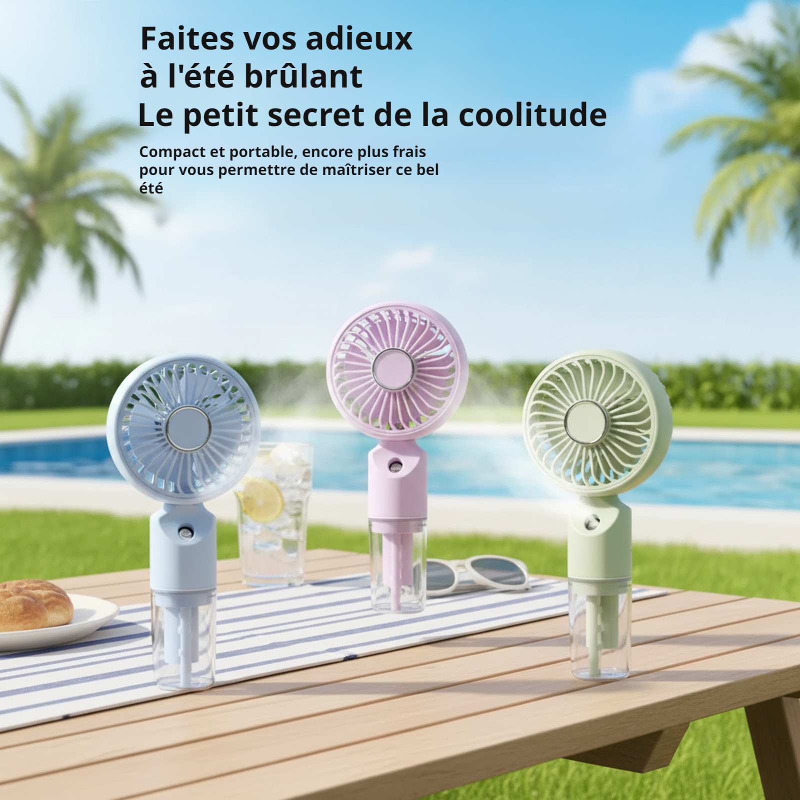 Vue de côté du ventilateur portable compact