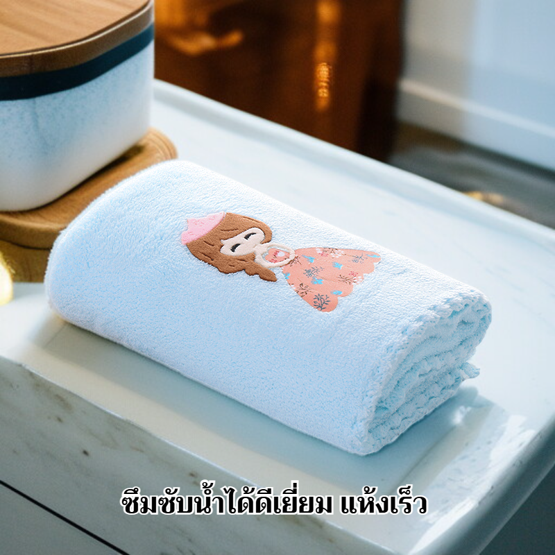 ผ้าขนหนูไมโครไฟเบอร์แบบหนาสำหรับผู้ใหญ่ ใช้ในบ้าน นุ่ม ดูดซับน้ำดี มีลายตกแต่ง