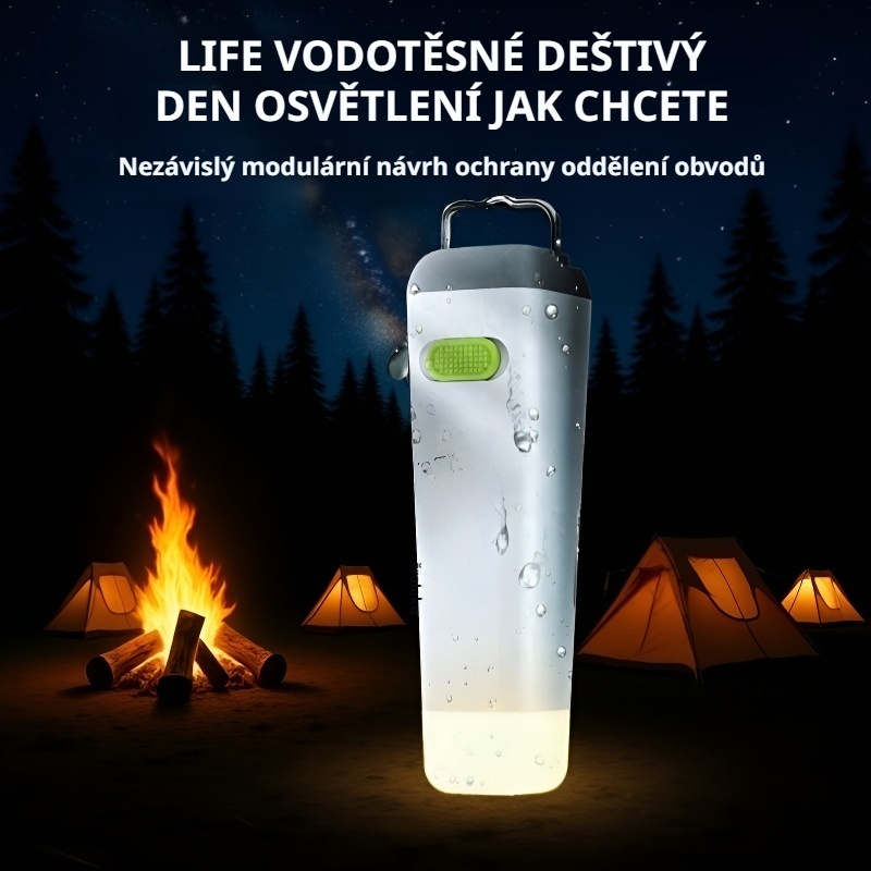 Přenosná mini vysoce svítivá baterka, venkovní voděodolná kempovací lampa s háčkem