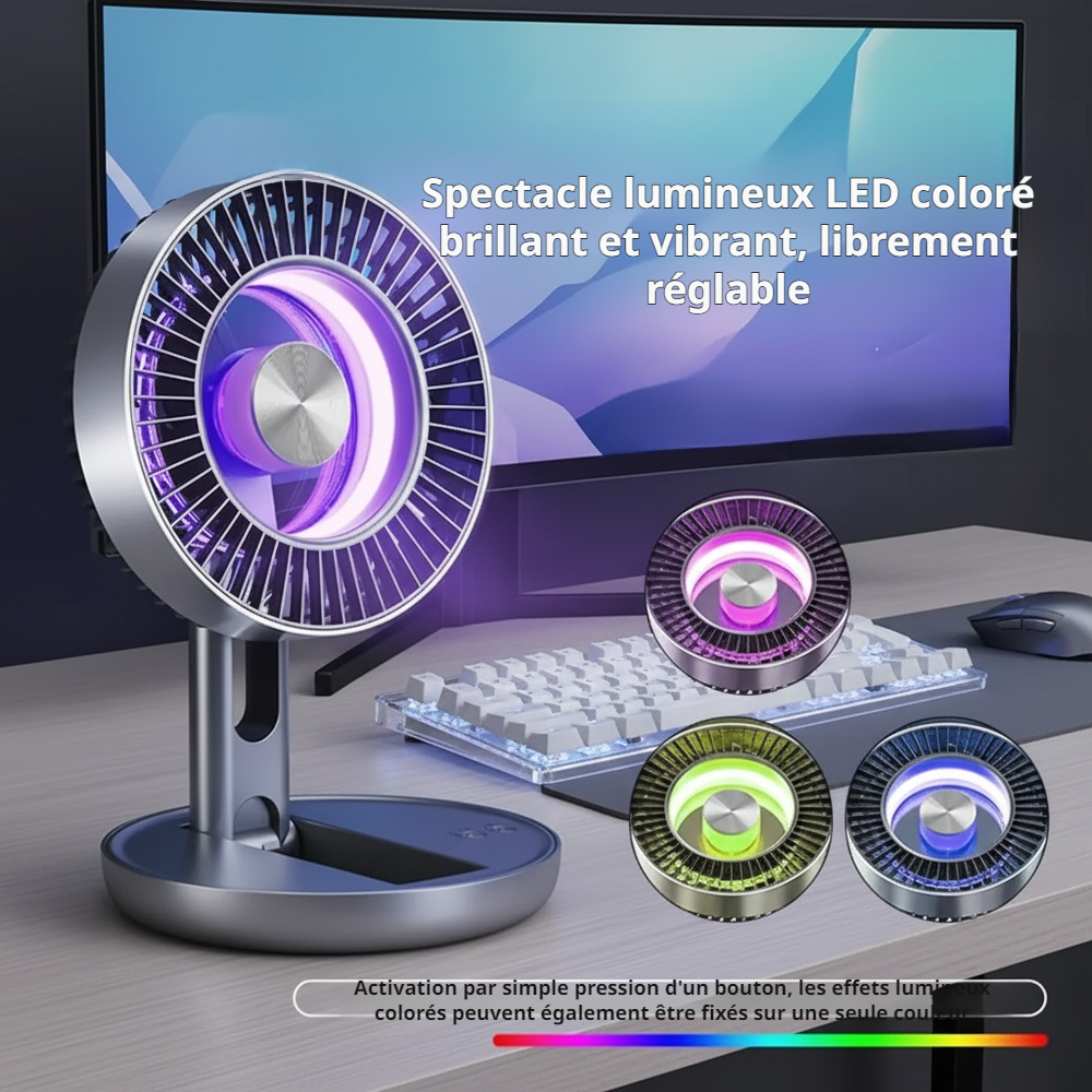 Ventilateur mural à LED pour cuisine et maison, rechargeable par USB, grande autonomie