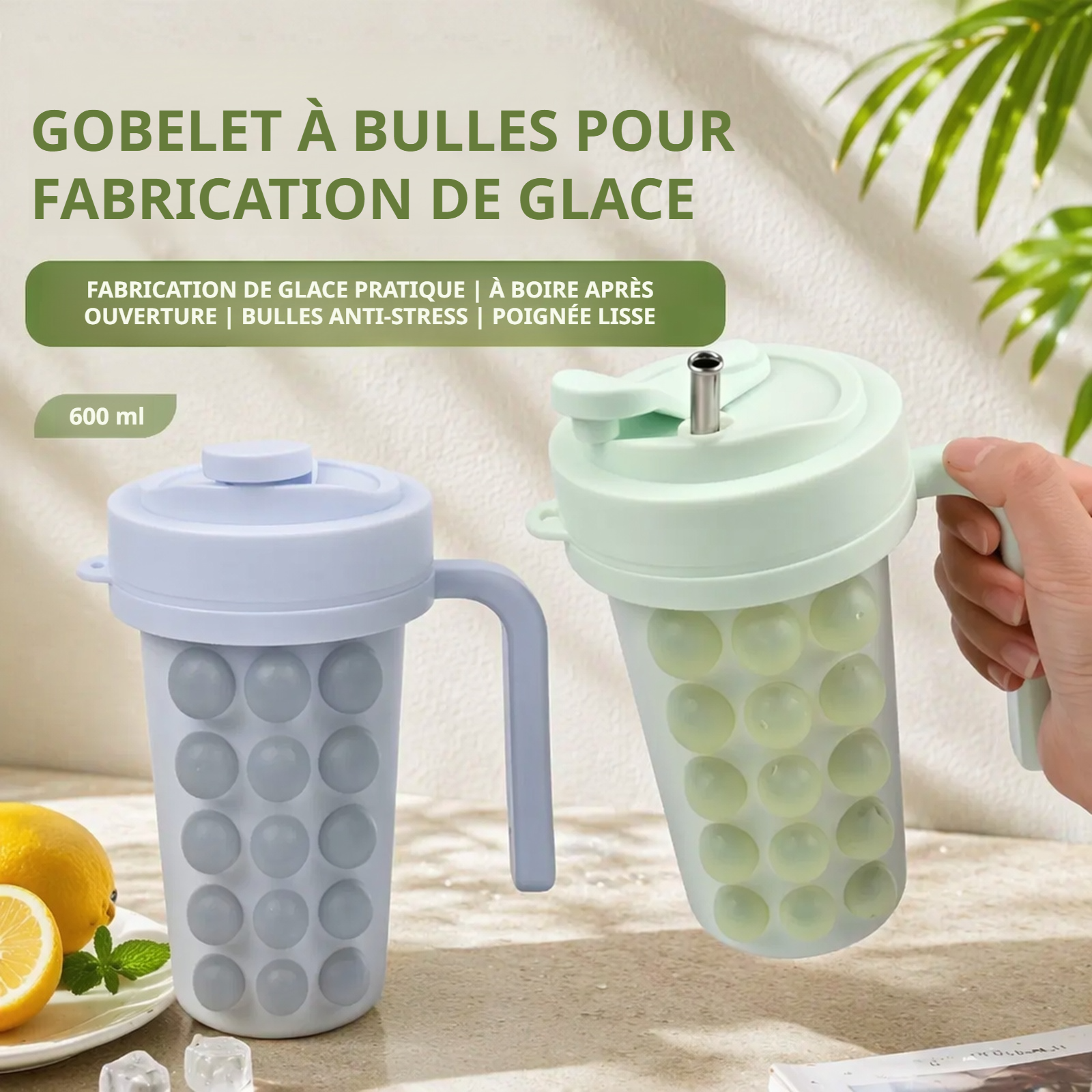 Carafe à glaçons en silicone alimentaire vue de face