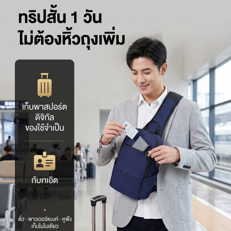 กระเป๋าคาดอกผู้ชายขนาดใหญ่ น้ำหนักเบา สไตล์สปอร์ต