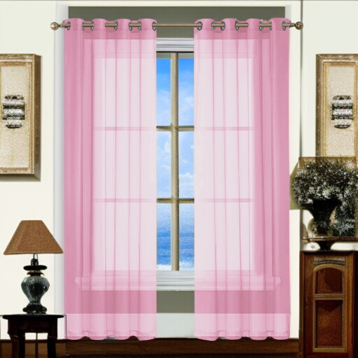 Halbverdunkelnde Fensterdekoration für Balkon, Einfarbiges Vorhang