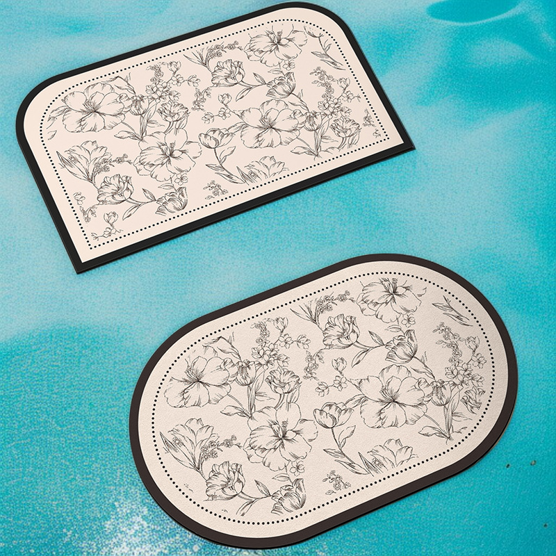 พรมปูพื้นห้องน้ำแบบเรียบง่าย ดูดซับโคลนไดอะตอม แห้งเร็ว