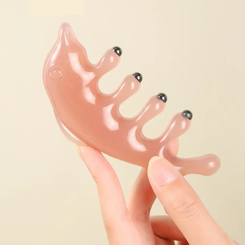 頭部磁療海豚按摩梳子 頭皮療法梳 刮痧梳