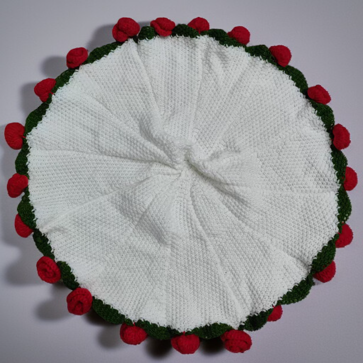 Kuschelige Handarbeit Decke mit Rosenmotiv