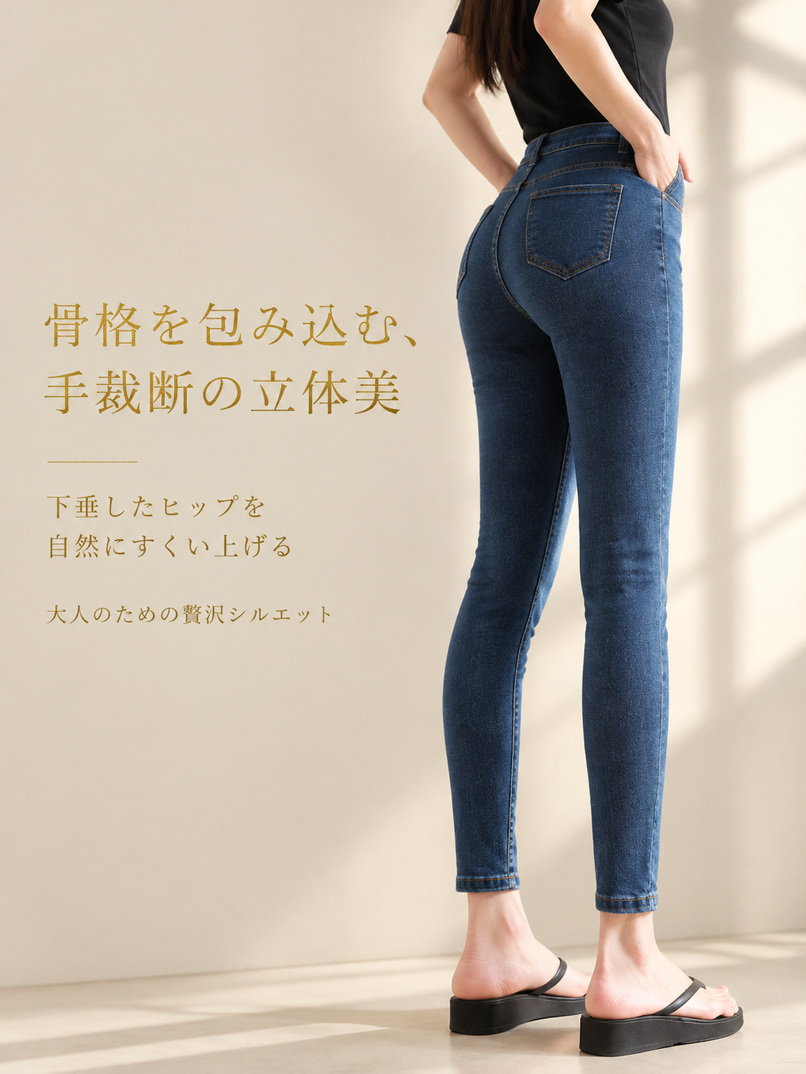 【360°ハイストレッチ×人間工学立体美脚】次世代美シルエット スキニーデニム｜骨格を選ばない感動の伸縮性・深履きハイウエスト・JIS伸縮復元率98.6%実証