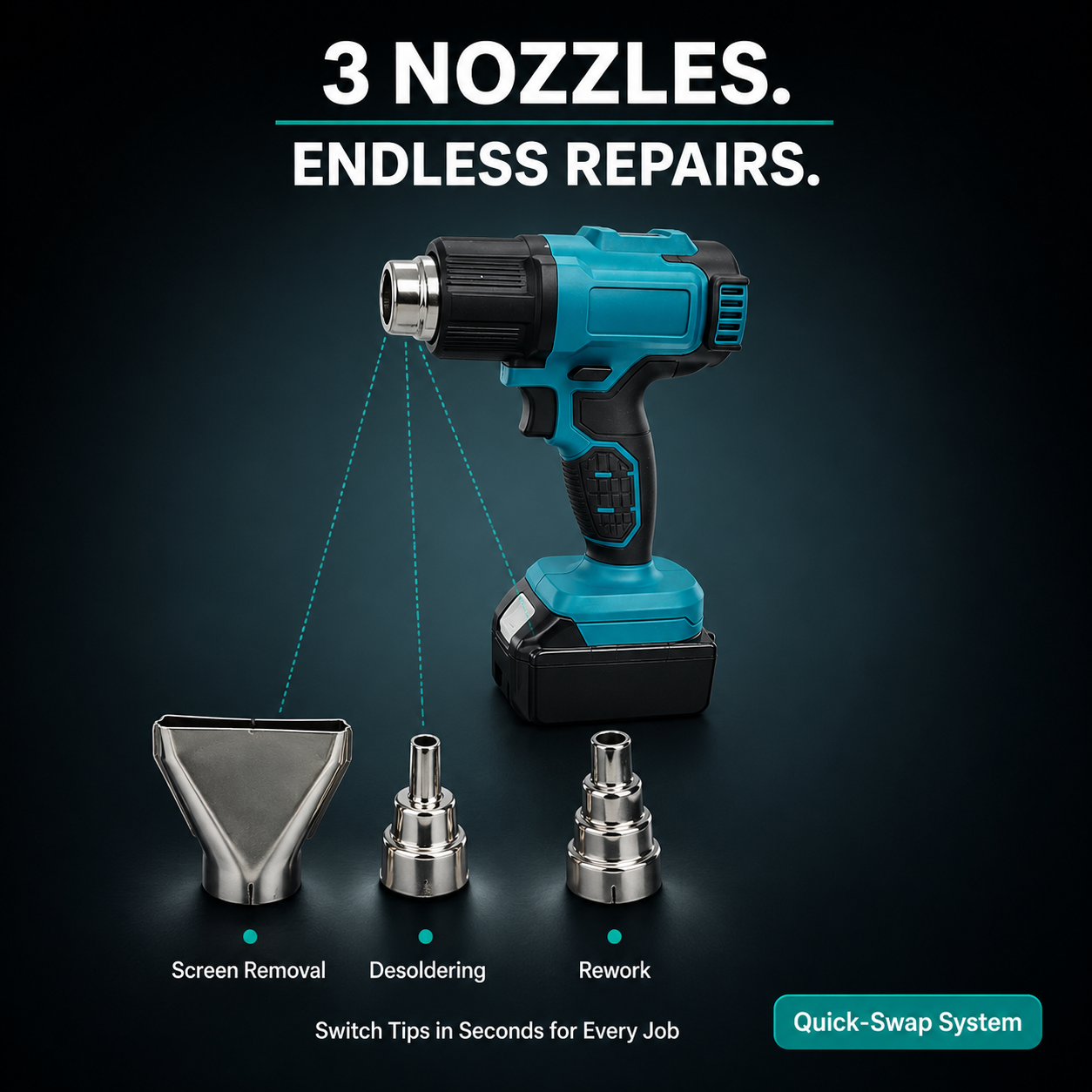 Cordless Handheld Hot Air Gun for Mobile Phone Repair