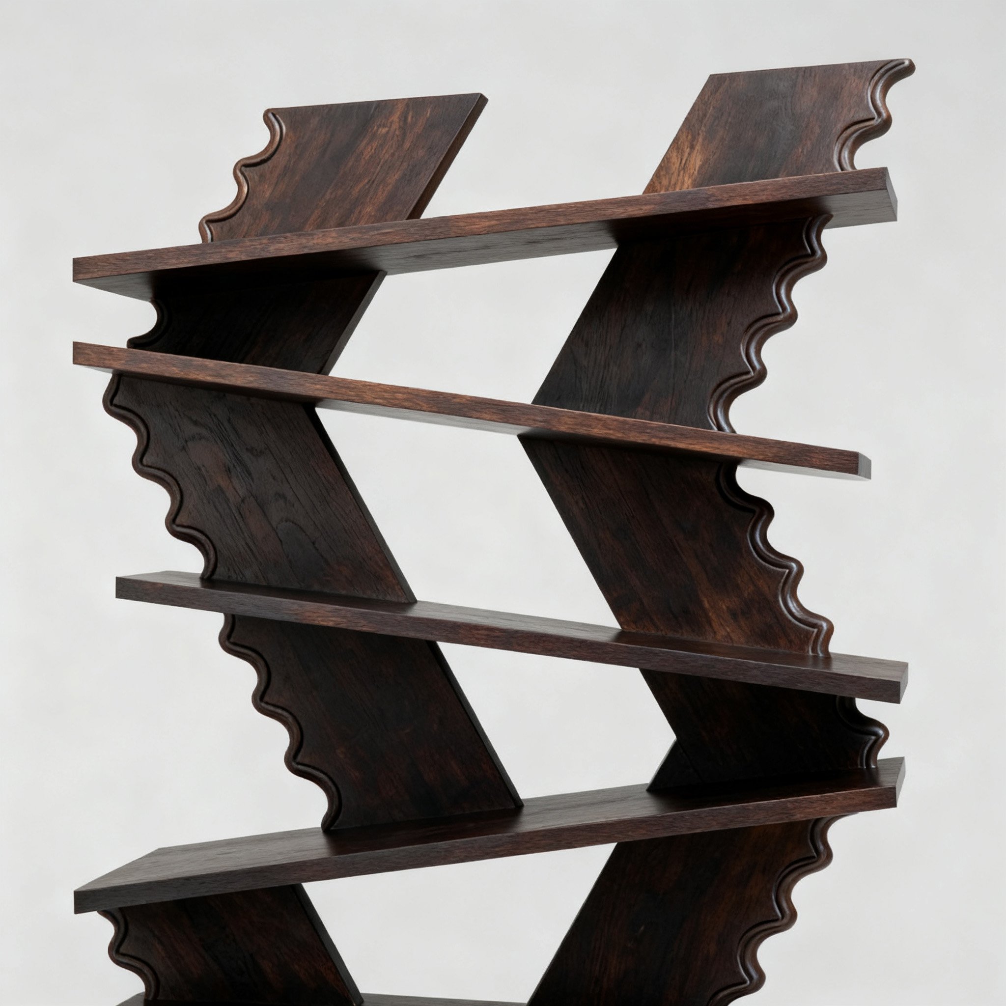 ชั้นวางหนังสือไม้ลายแกะสลักทันสมัย