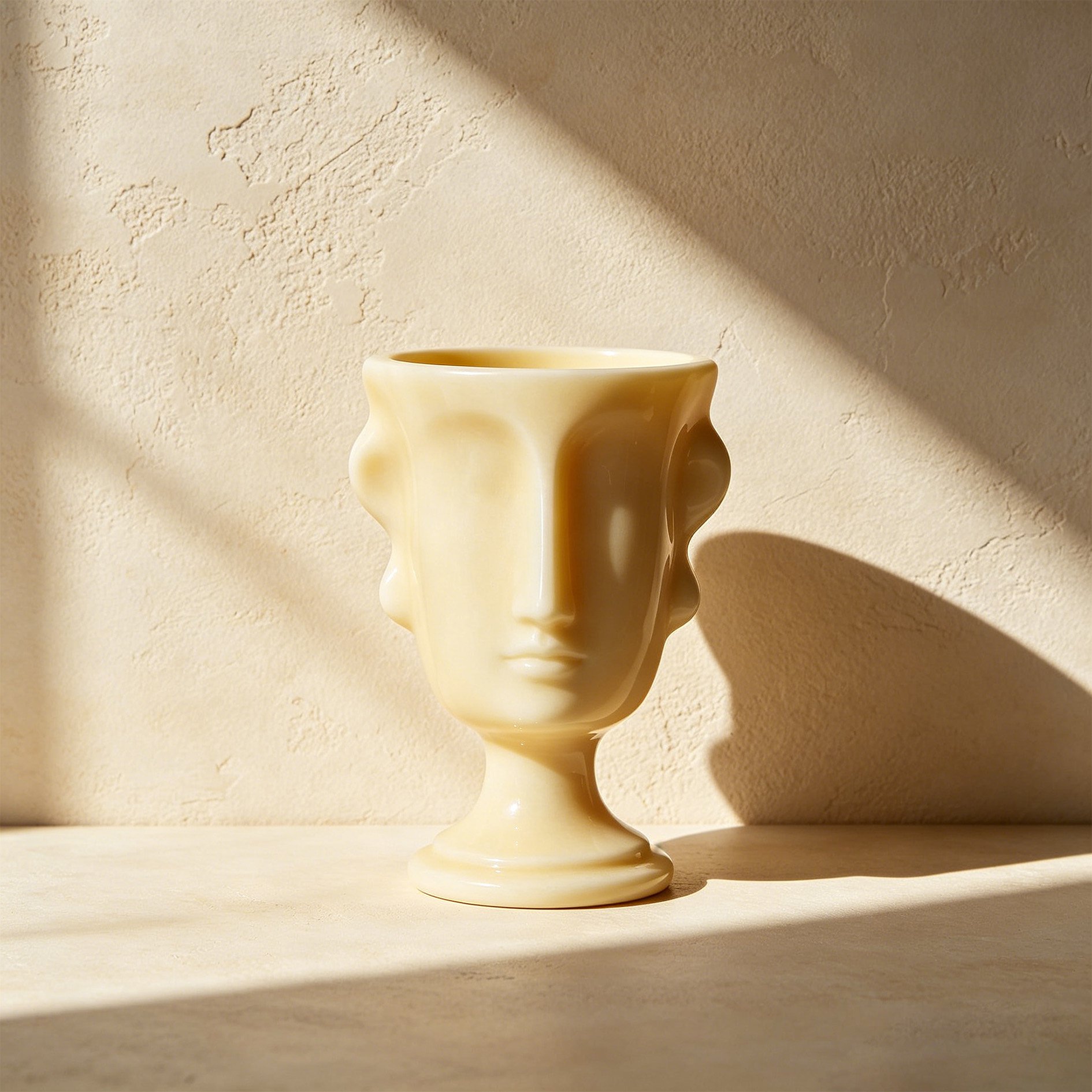 Set of two face-shaped ceramic vases for modern home decor