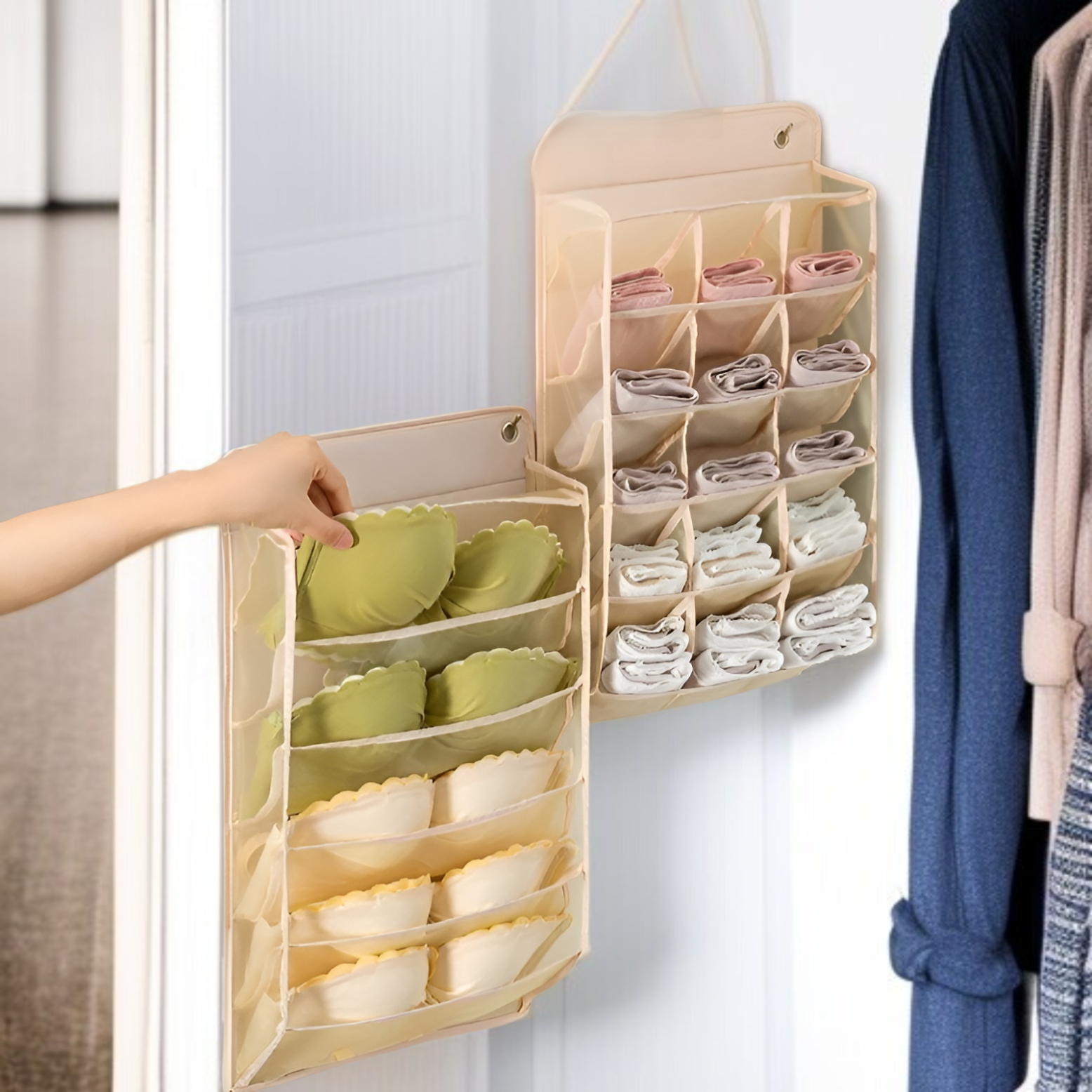 下着収納吊り下げバッグドア背面壁掛け寮ワードローブブラジャー下着靴下収納バッグボックスラックアーティファクトホーム