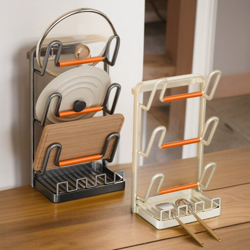 لوح تقطيع متعدد الاستخدامات للمطبخ ورف تخزين لأغطية القدور