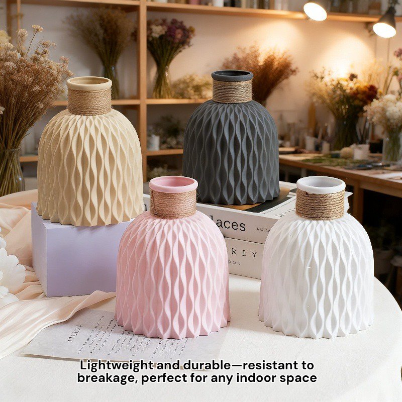 Pineapple Pattern Plastic Vase, Durable Decorative Ripple Vase