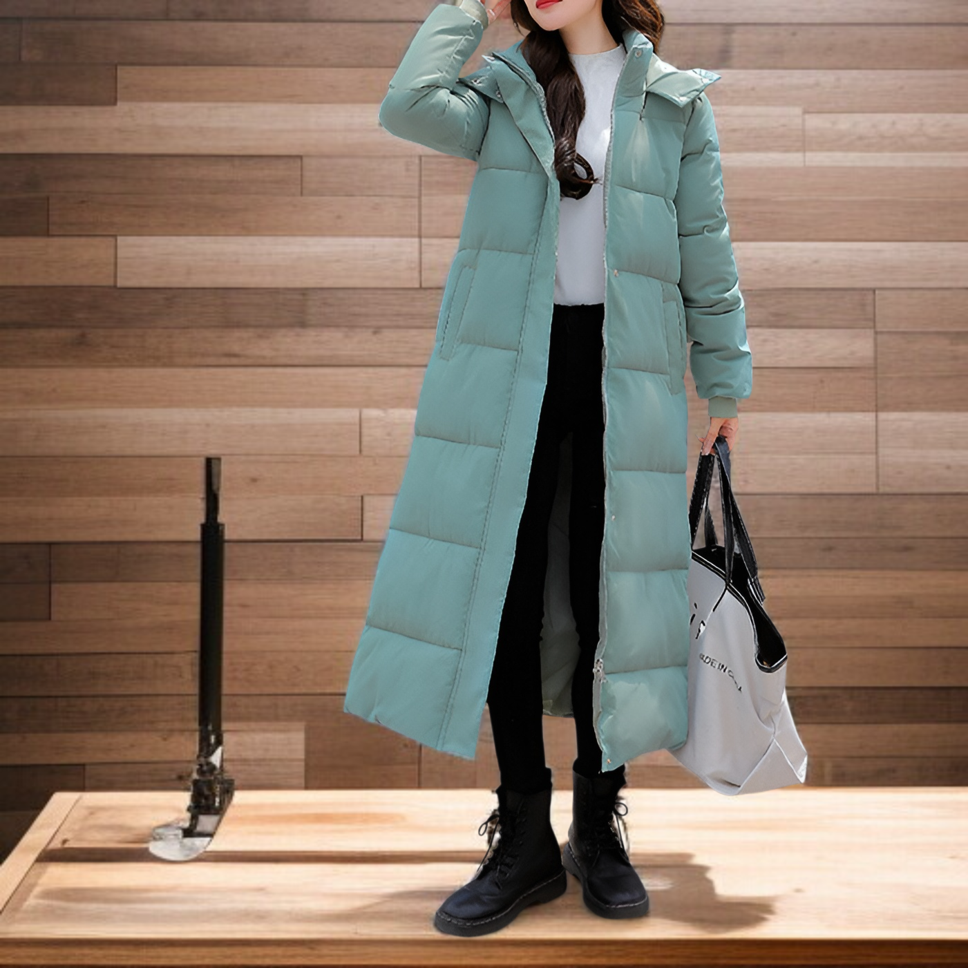 ゆったりフィットのレディースコットンコート正面