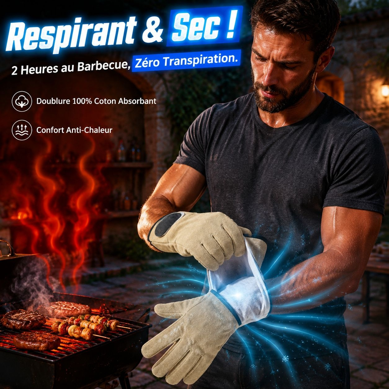 Gants de protection thermique pour barbecue en plein air