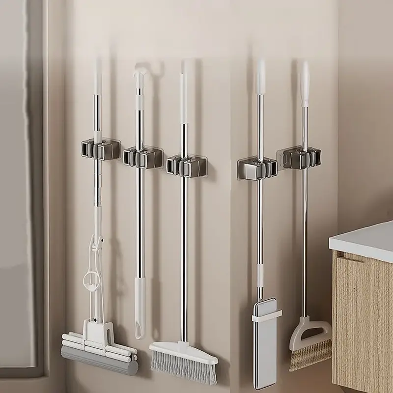 No-Drill Cleaning Tool Holder for Bathroom