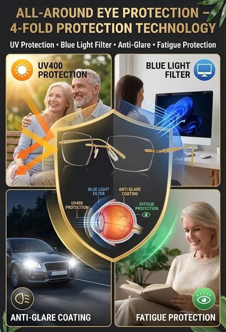 Night vision photochromic zoom ultralight reading glasses