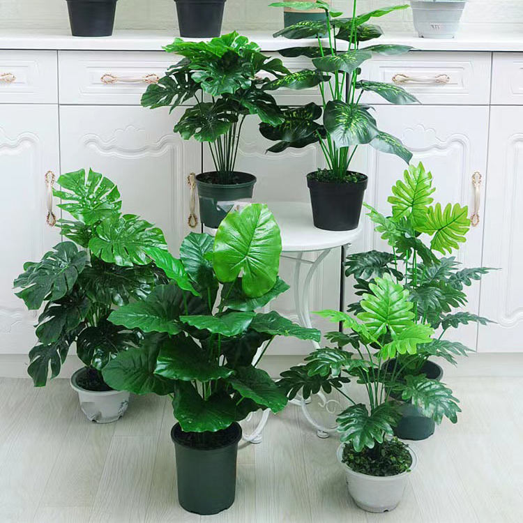 Simulated potted turtle back bamboo leaf artificial flower decoration bonsai