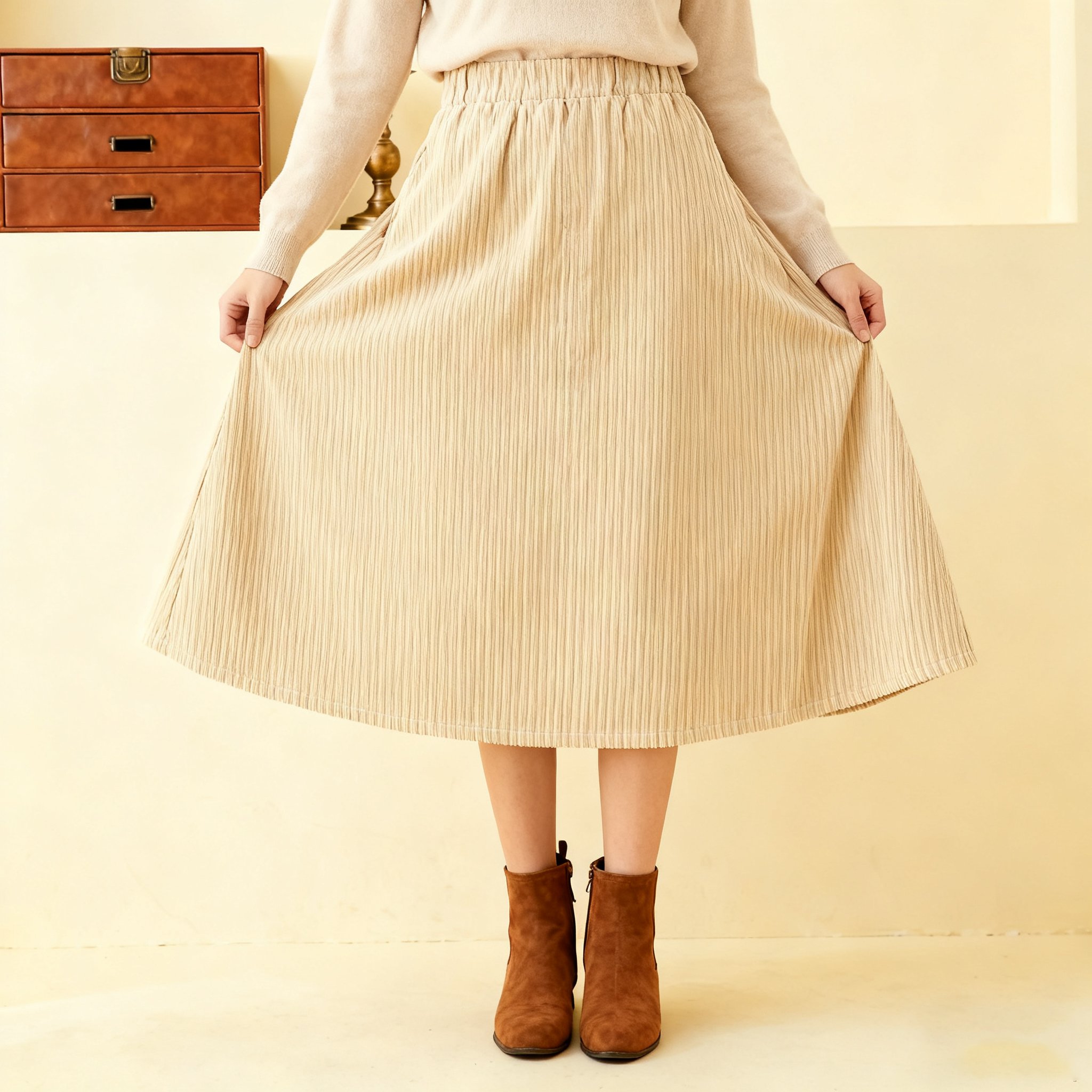 카키색 니트 스커트