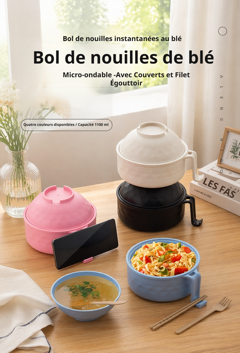 Bol à nouilles avec couvercle grande capacité