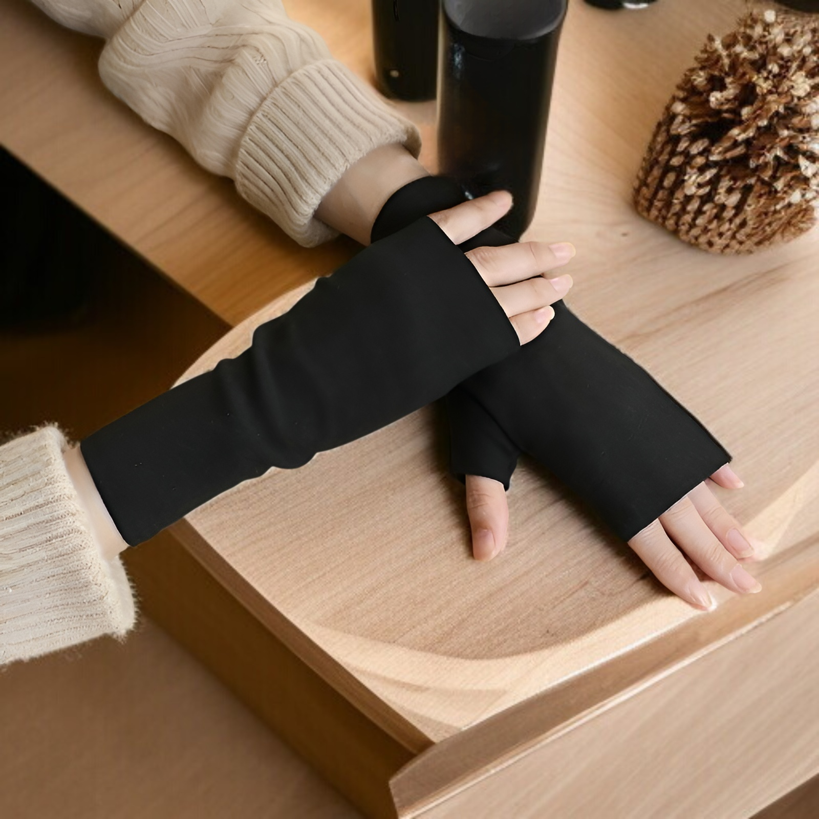 Fingerless gloves for texting and typing in cold weather
