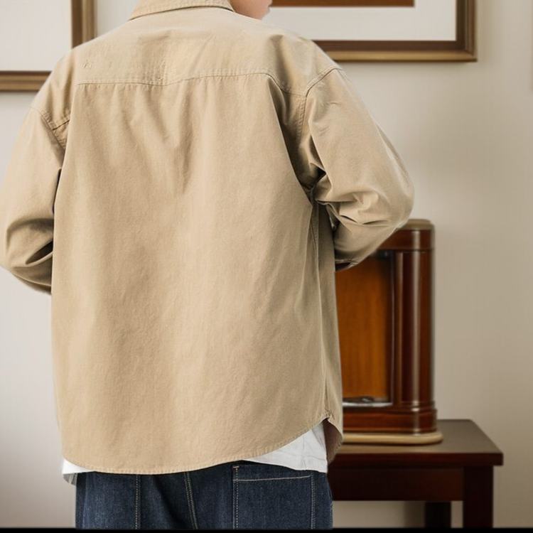 休閒百搭男士工裝襯衫外套穿搭示範