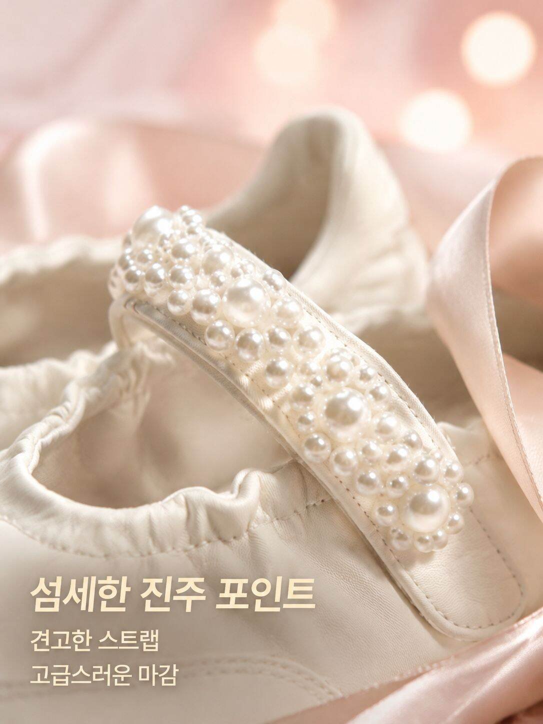 진주 장식 두꺼운 밑창 메리제인 운동화