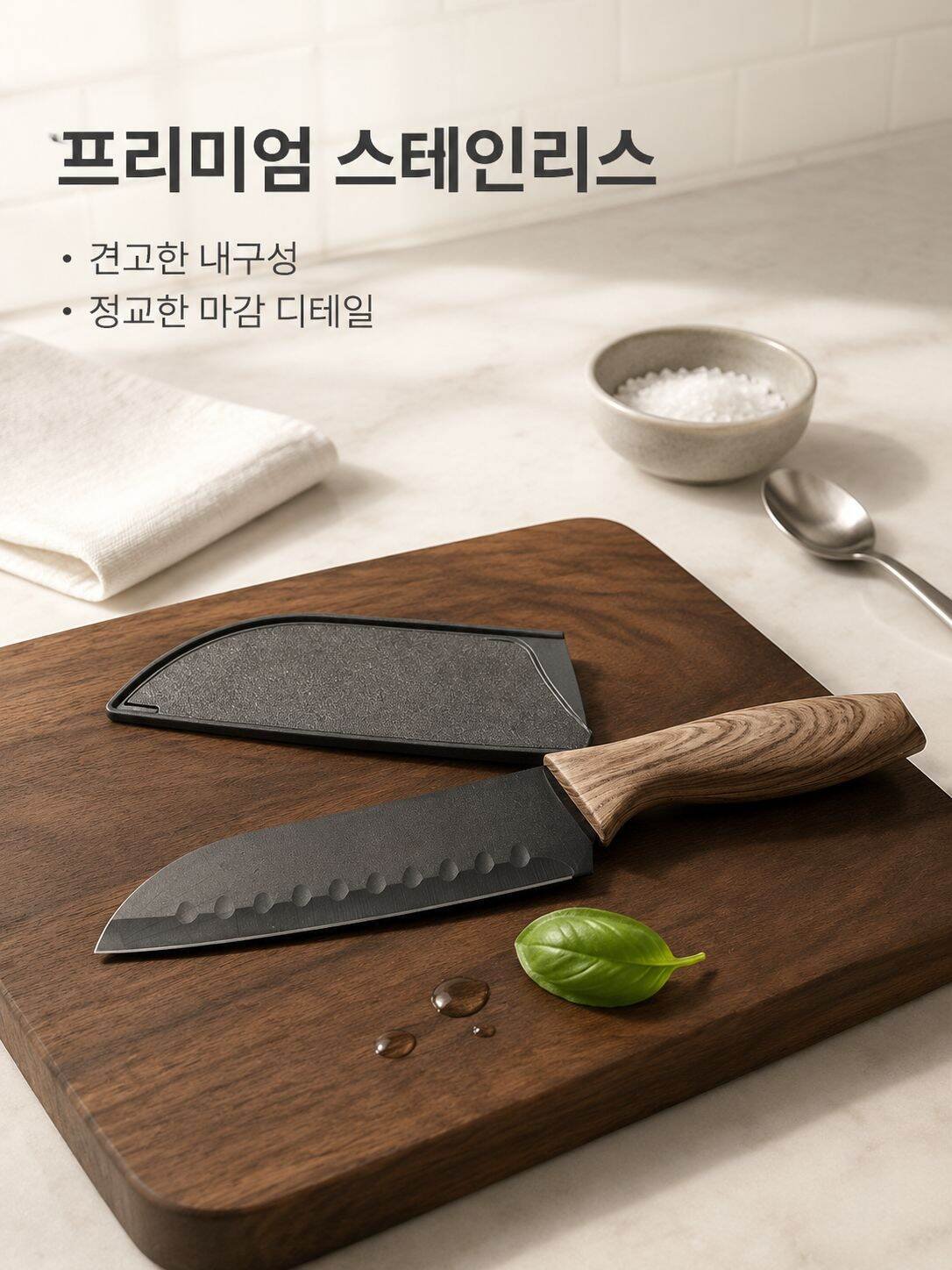 날카롭고 손이 피로하지 않은 칼집이 있는 주방칼