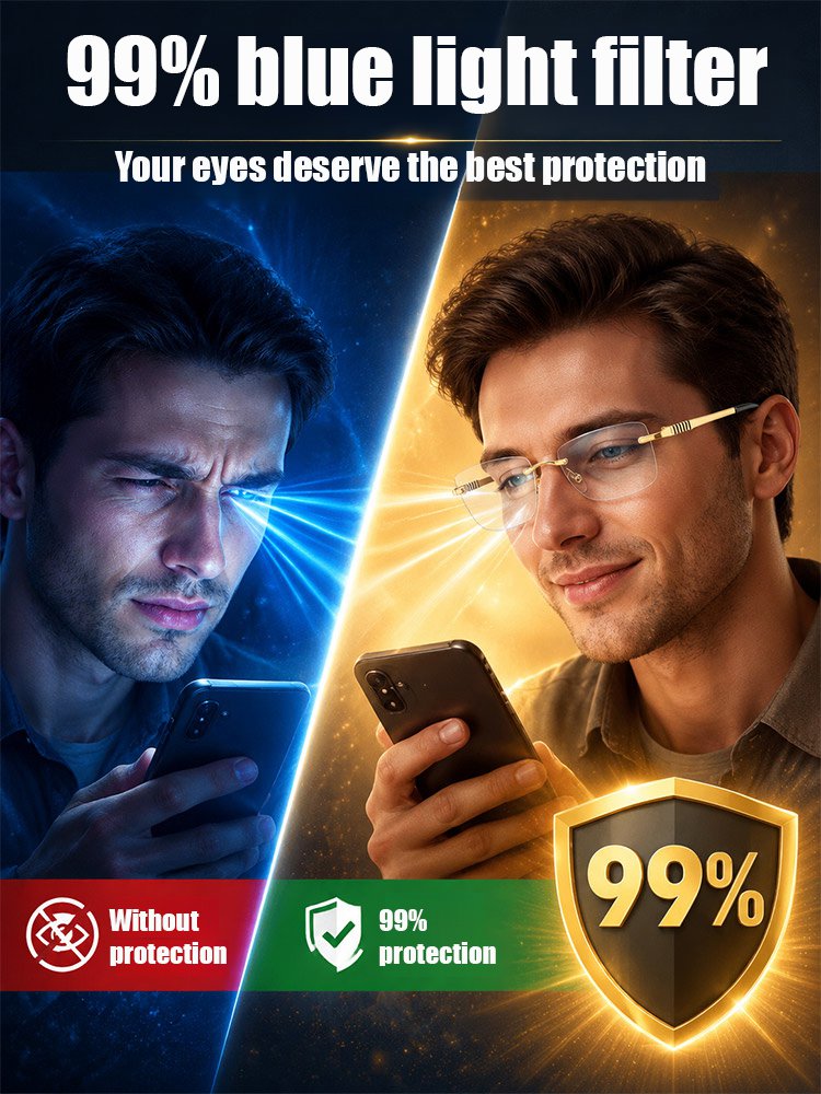 Frameless Photochromic Anti-Blue Light Reading Glasses