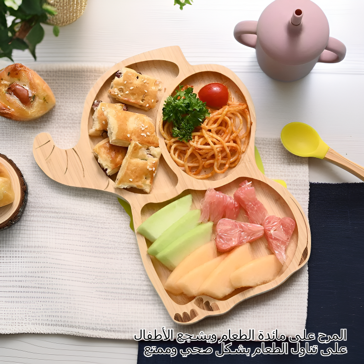 صحن مقسم من الخيزران بشكل كرتوني حيواني، صينية متعددة الاستخدامات للفواكه والحلويات