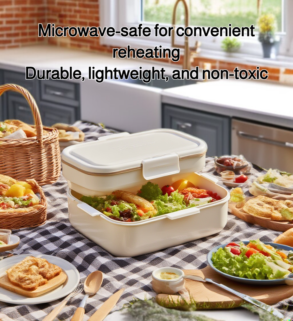 Portable lunch box with integrated utensils for office use