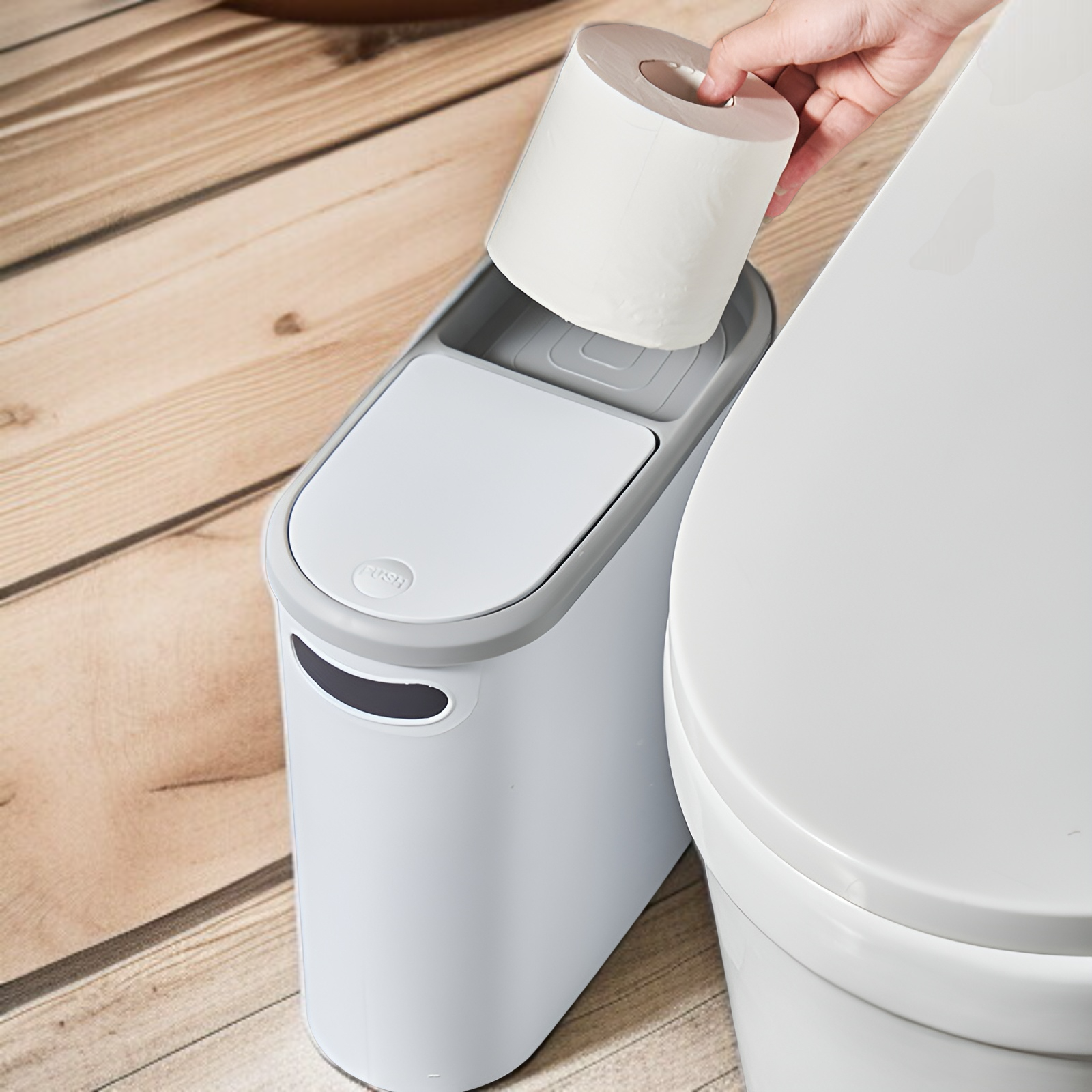 クリエイティブゴミ箱 家庭用トイレゴミ箱 リビングルーム キッチンゴミ箱 バスルーム 隙間ゴミ箱 蓋付き プッシュ式ゴミ箱