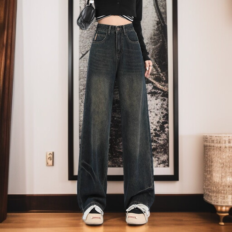 키작녀 하이웨스트 슬림핏 스트레이트 청바지