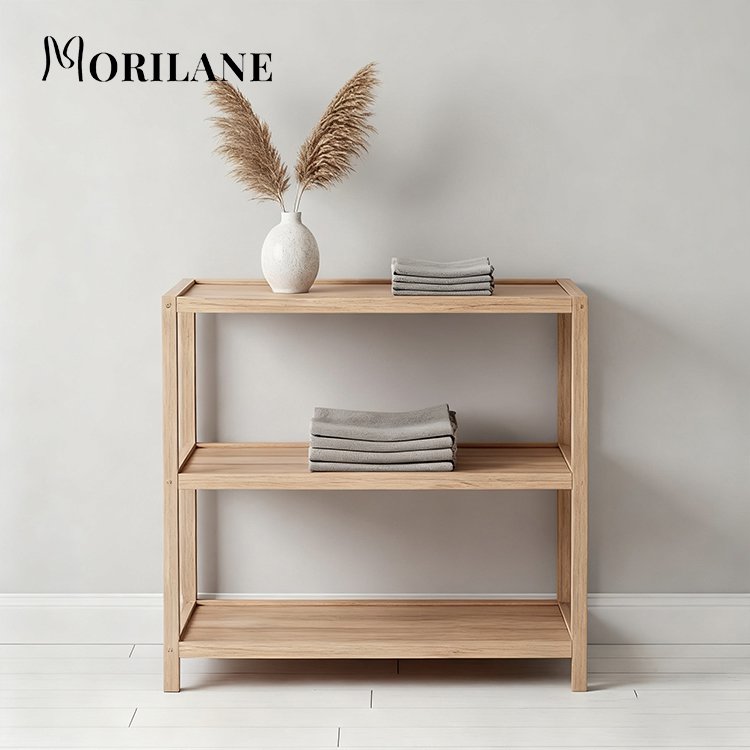 ชั้นวางของไม้สามชั้น