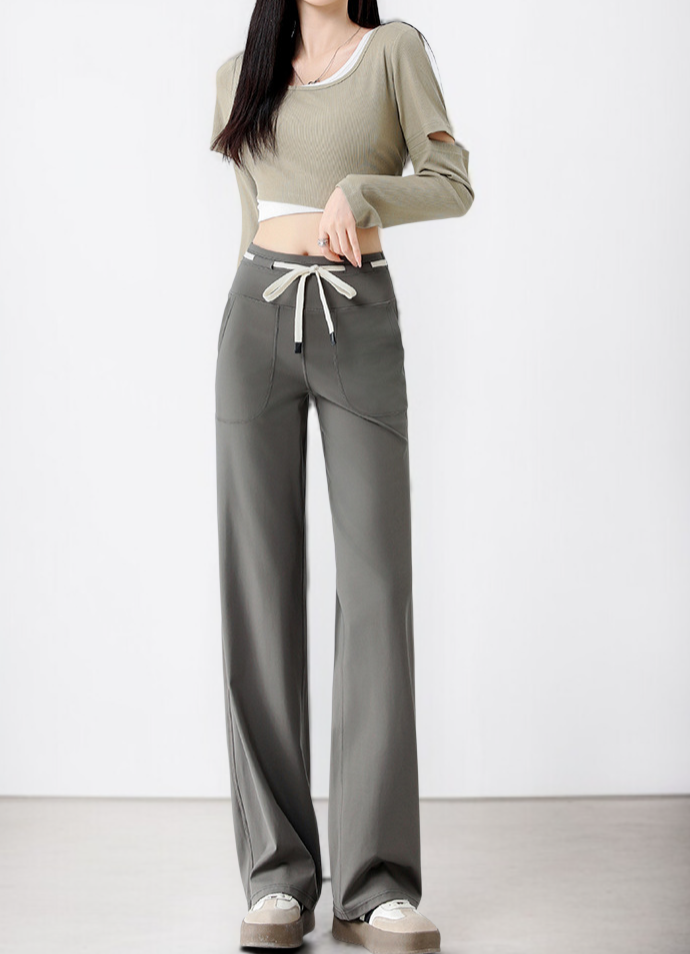 女性用ゆったりストレートパンツ カジュアルハイウエストワイドパンツ ドレープパンツ 女性用ヨガパンツ ゆったりストレートパンツ