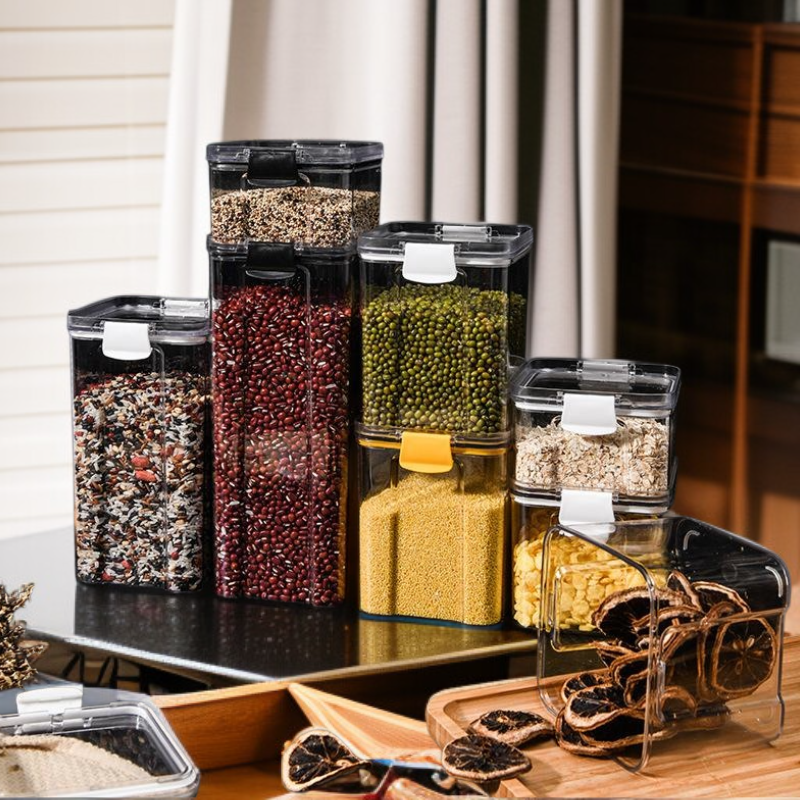 다기능 밀폐 저장 용기 주방 건조식품 차 간식 투명 수납함