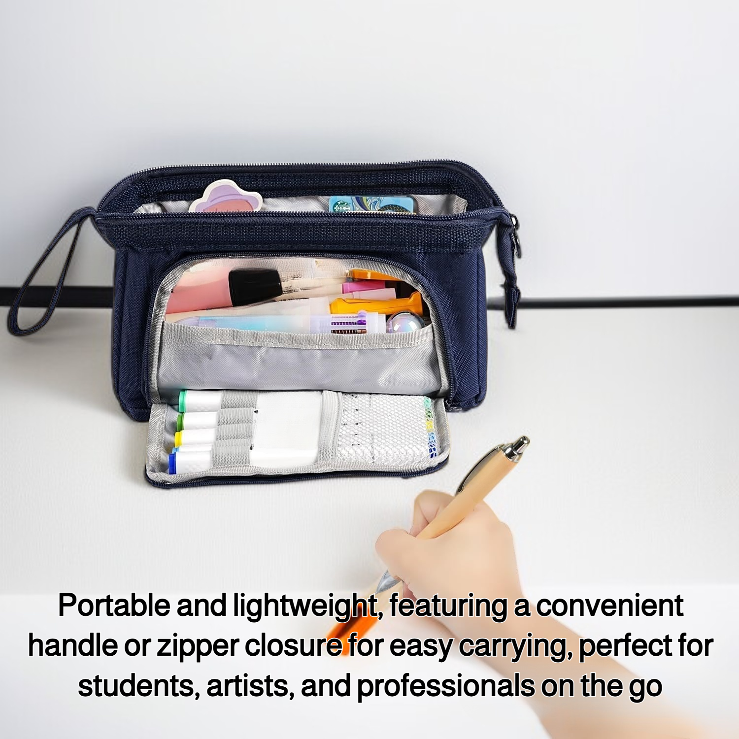 Multi-compartment pencil case for school and office