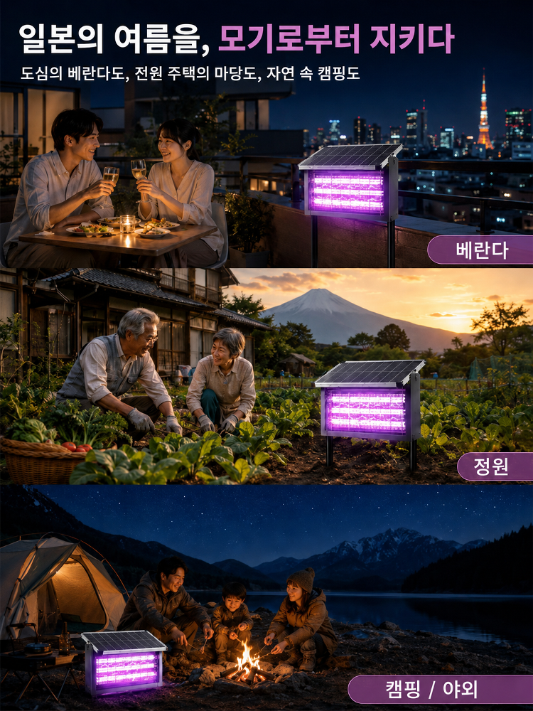 야외 태양광 모기퇴치등 (500m 유효범위)