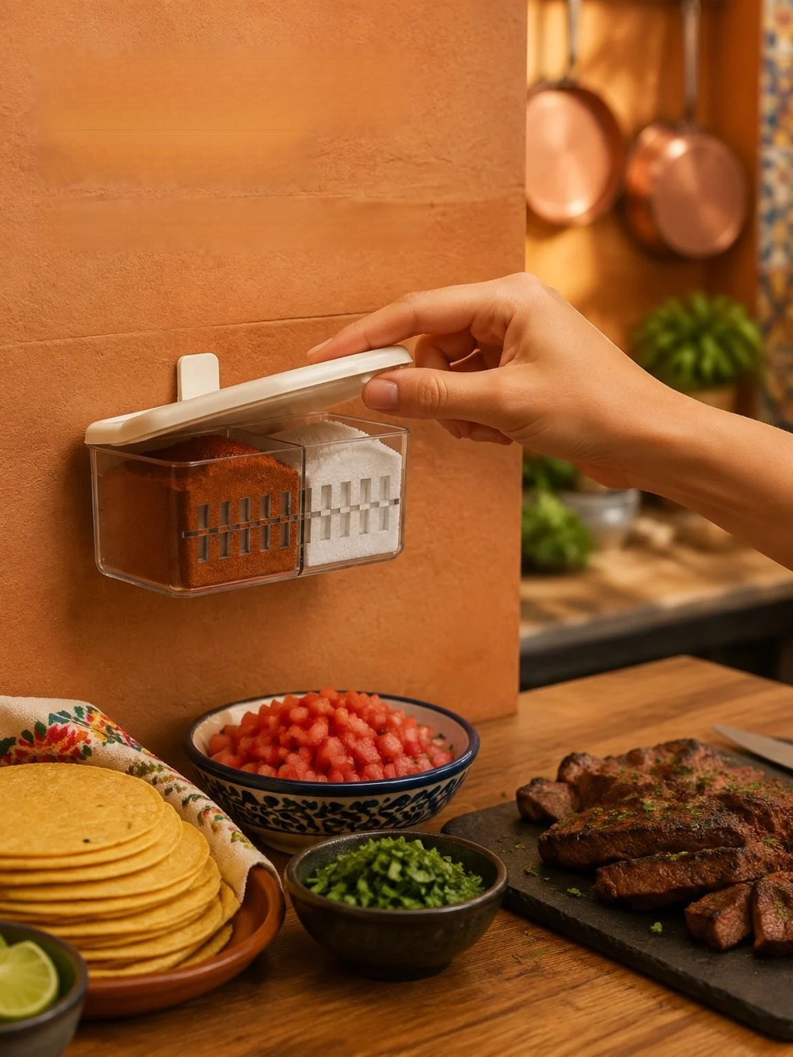 Material de grado alimenticio seguro para almacenar condimentos