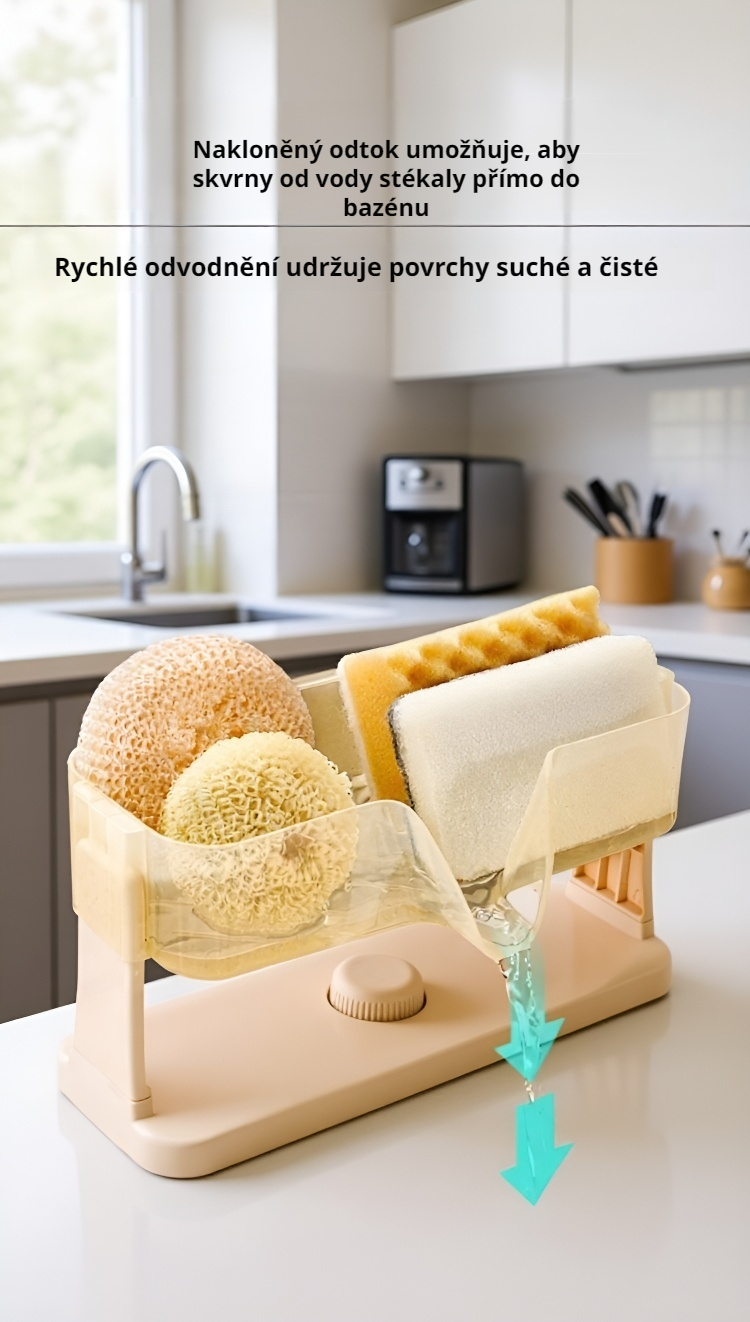 Odkapávač na nádobí s talíři a sklenicemi