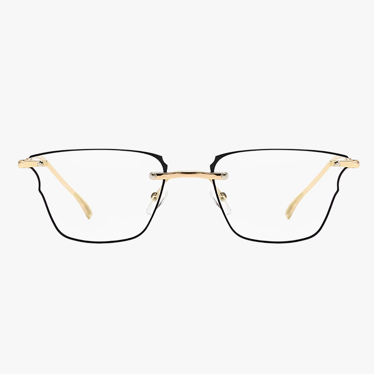 高品質無縁リーディンググラス 純チタン ブルーライト対策 不規則平面メガネ