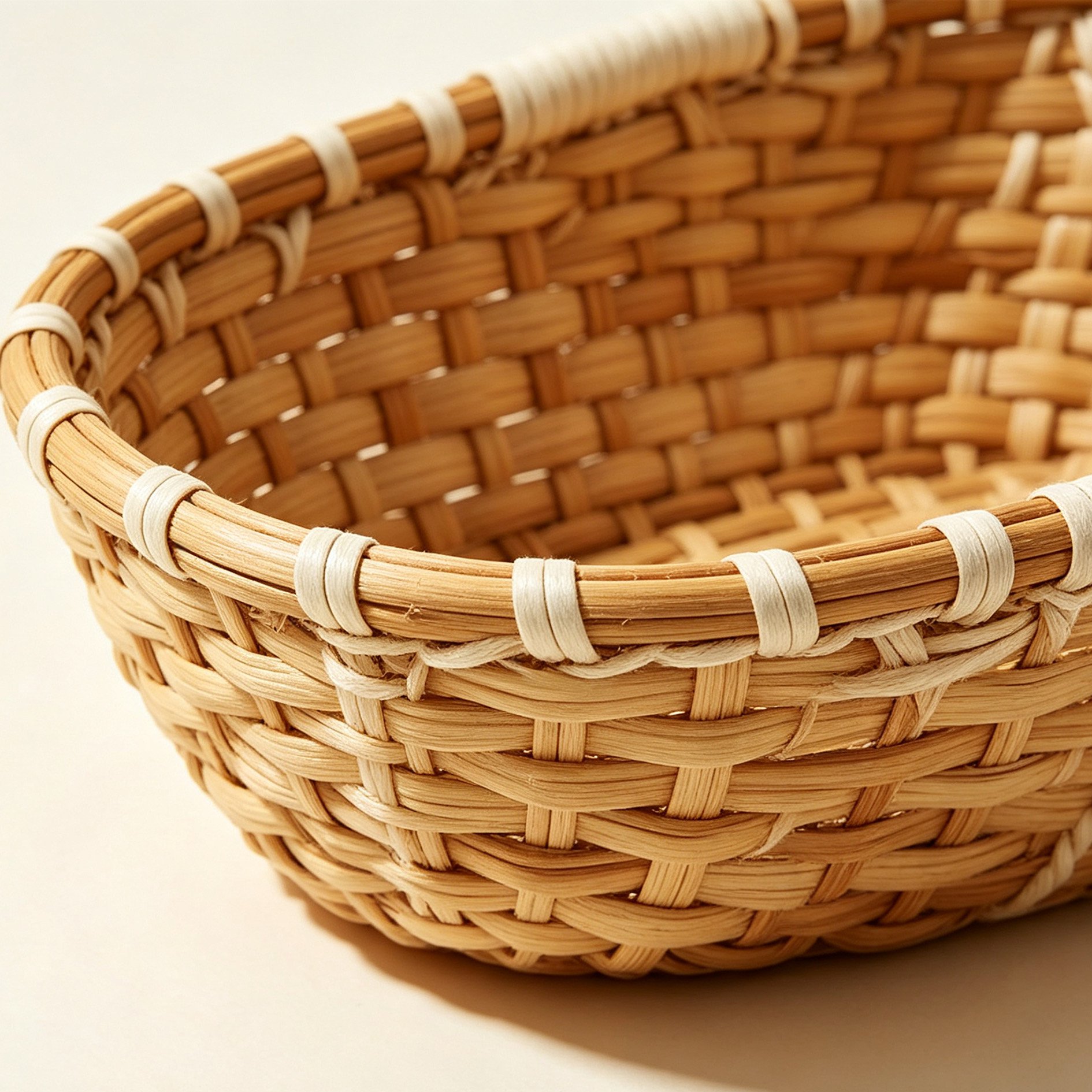 Eco-friendly oval basket with woven wooden design