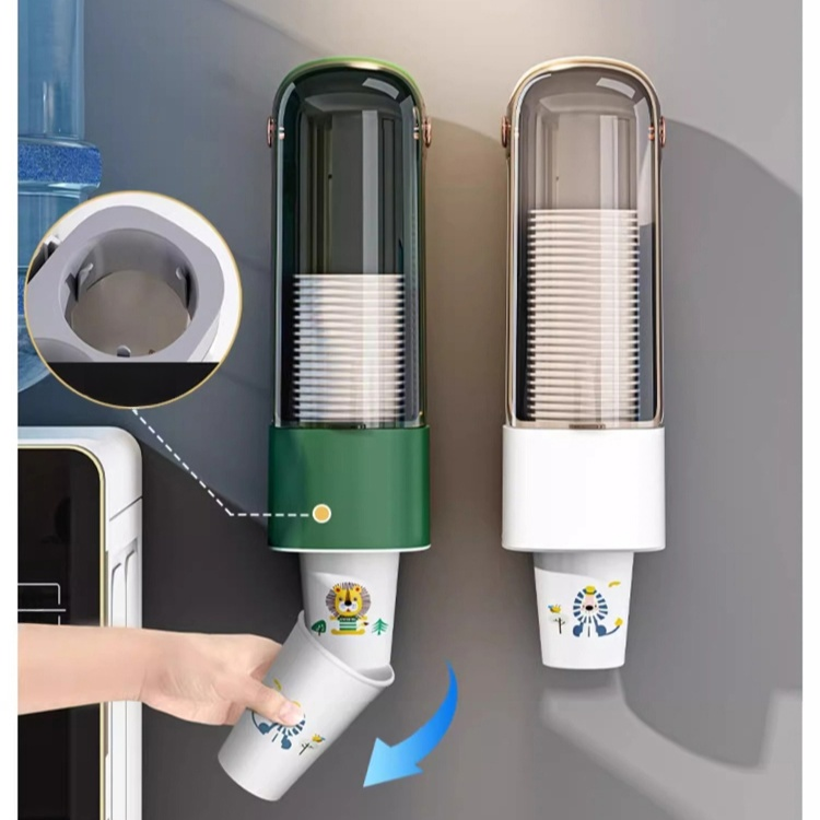 Platzsparender Wandbecherständer, Becherdispenser, bohrfrei, Haushalt, für Einwegbecher