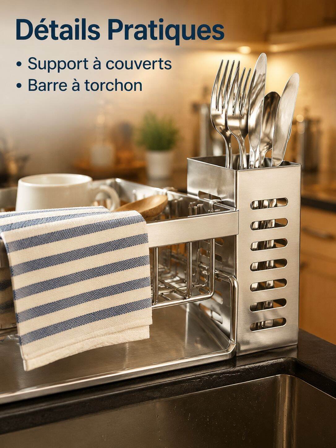 Égouttoir de cuisine, rangement pour évier et plan de travail